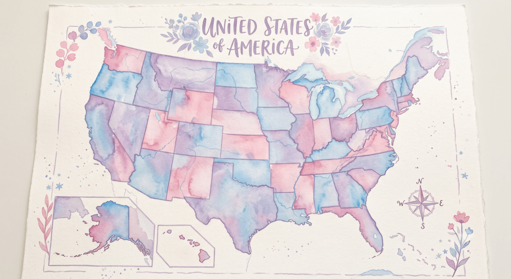 Map of states served by Rhythm and Bleu Holland Lop rabbitry